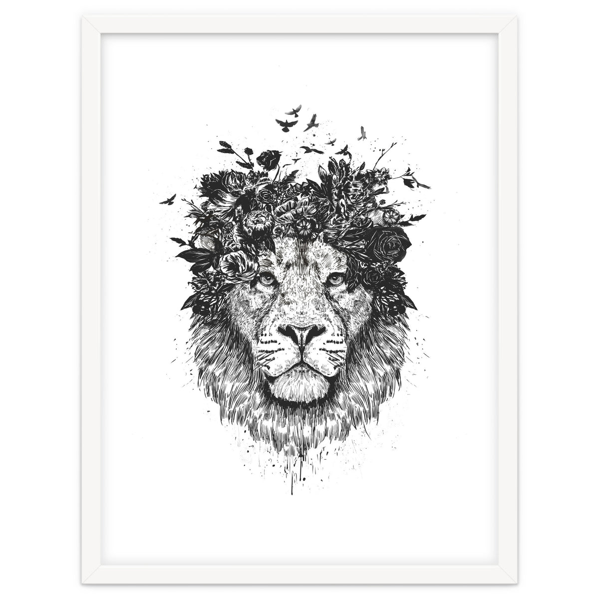 Floral Lion Bw