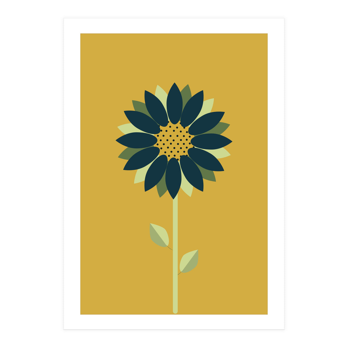 Scandinavian Folk Minimalist Flower Yellow Mustard (Print Only)