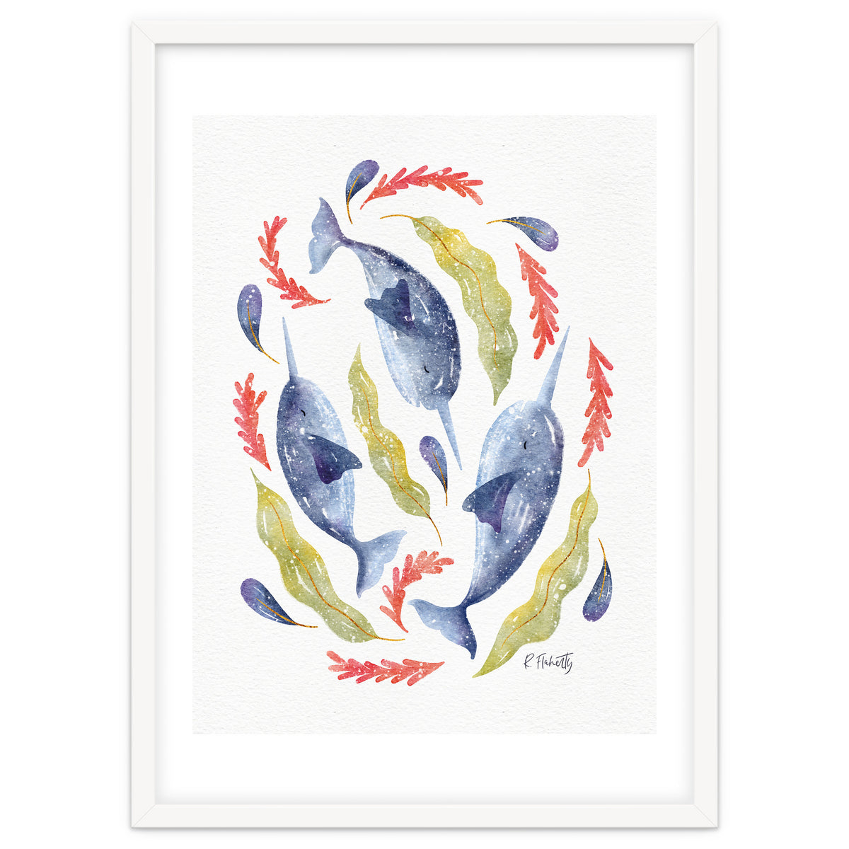 Swirling Narwhals | Blue