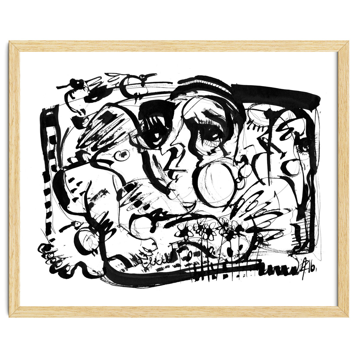 Birds and Flowers - b&w