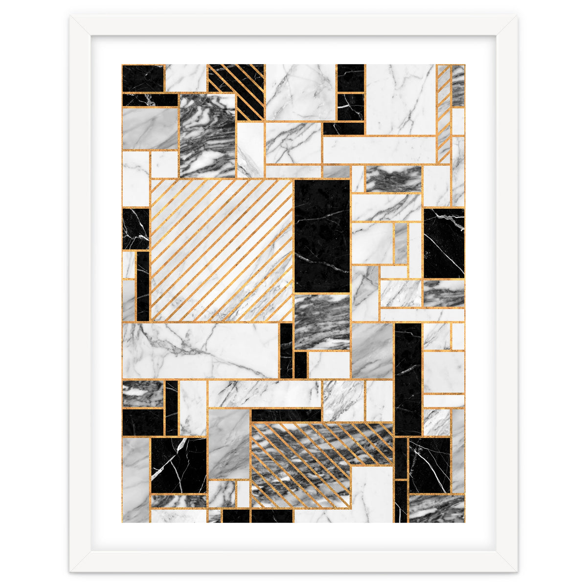 Random Pattern - Black and White Marble