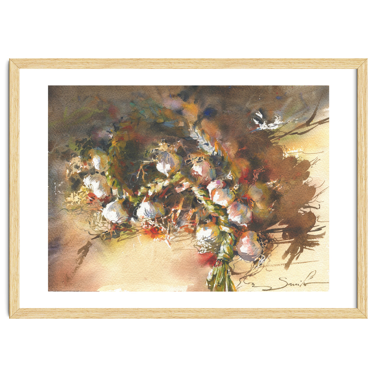 Still life garlic Watercolor