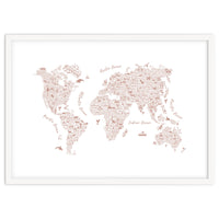 Typography World Map in Pink