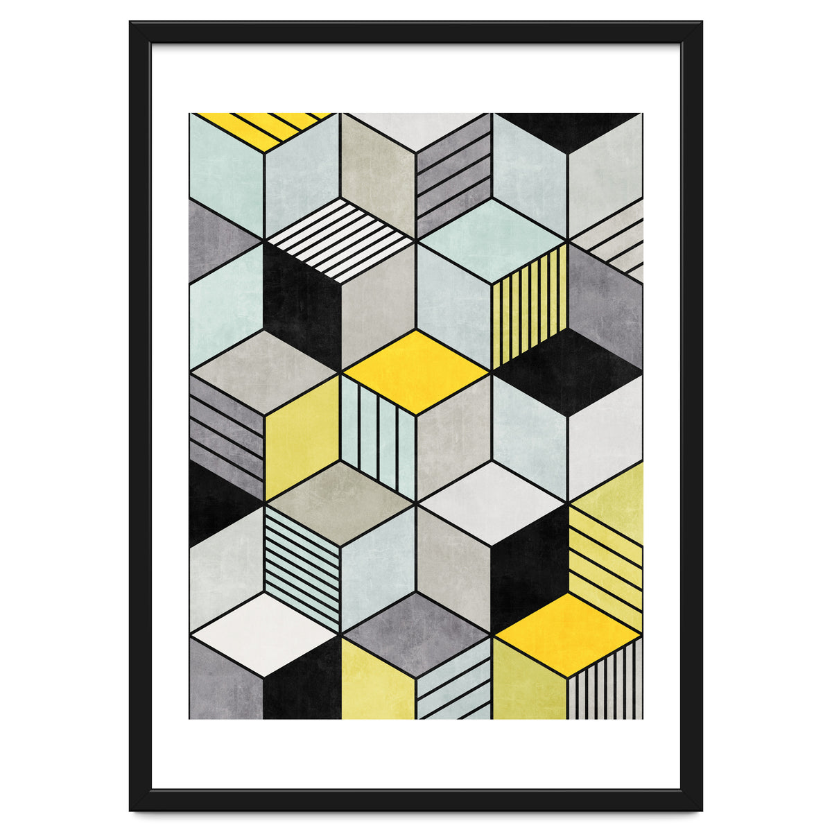 Colorful Concrete Cubes 2 - Yellow, Blue, Grey
