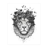 Floral Lion Bw (Print Only) thumbnail