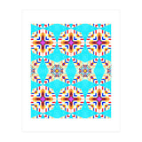 Exotic Tiles, Moroccan Teal Kaleidoscope Pattern, Turkish Bohemian Colorful Culture Eclectic Graphic (Print Only) thumbnail