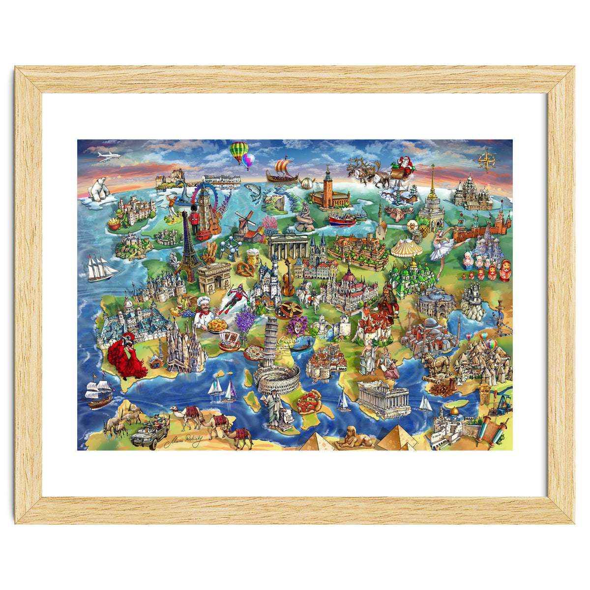 European World Wonders Illustrated Map