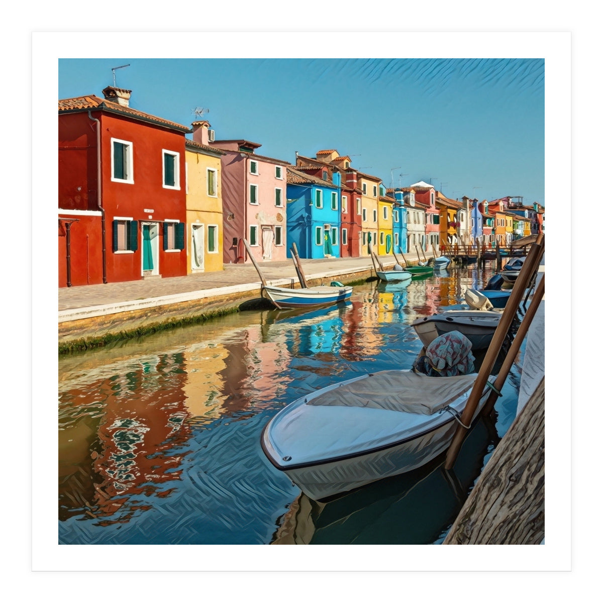 Boats In Venice Colorful Italy (Print Only)