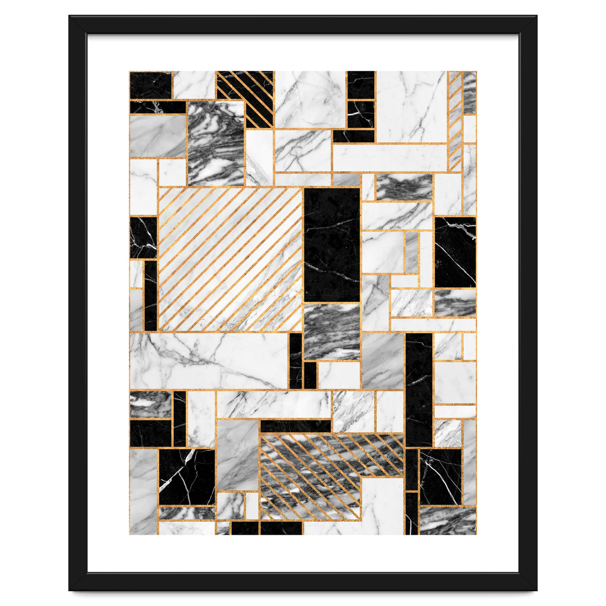 Random Pattern - Black and White Marble