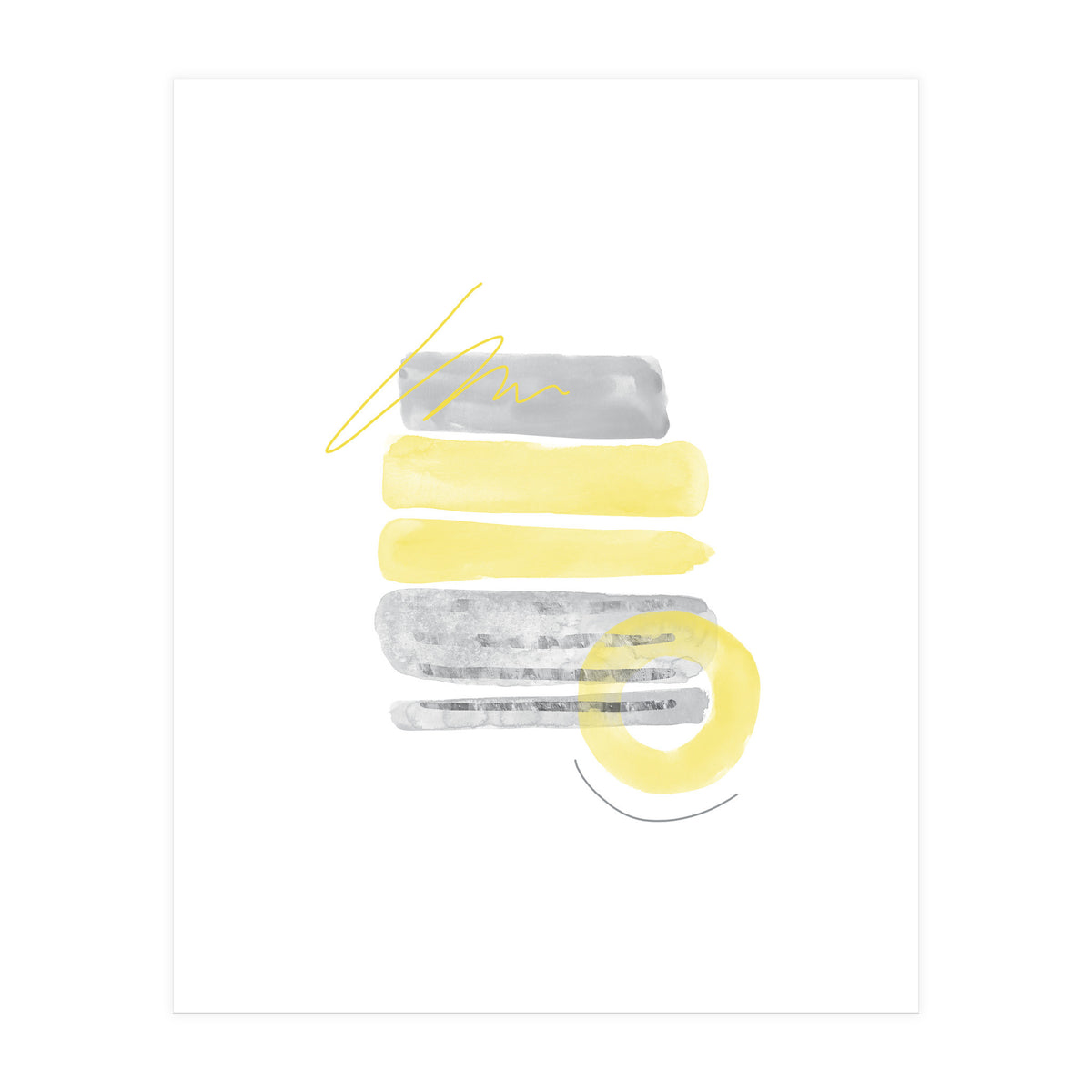 Watercolor Shapes No. 1 | Illuminating Yellow & Ultimate Grey (Print Only)
