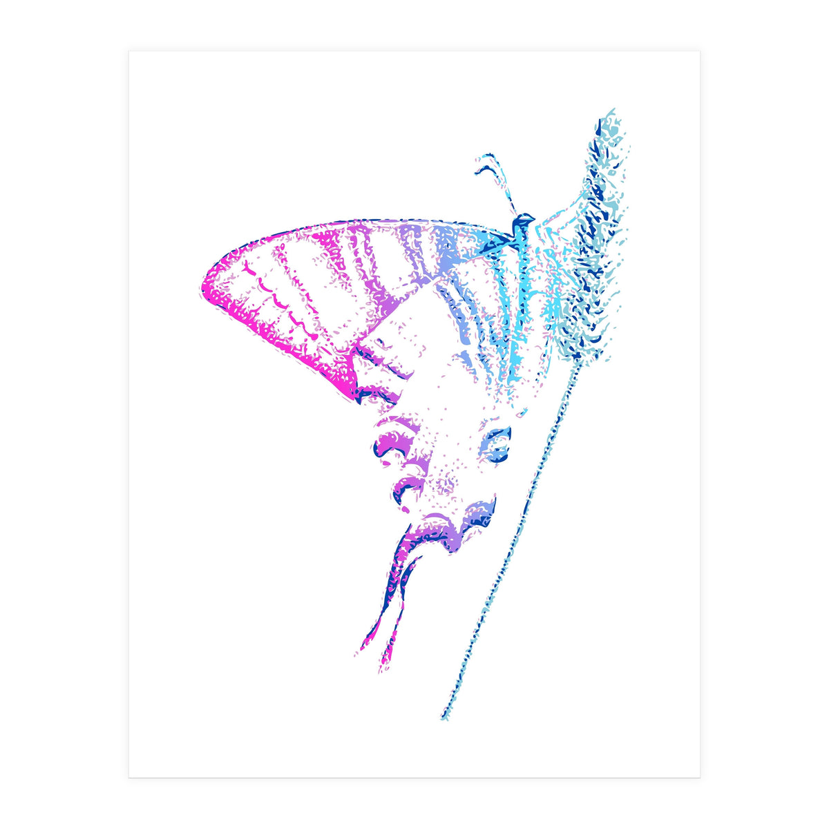 Swallowtail On Grass in Pinquoise (Print Only)