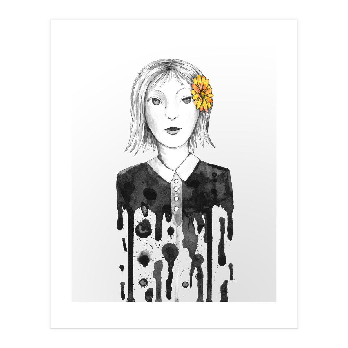 Flower dripping girl  (Print Only)