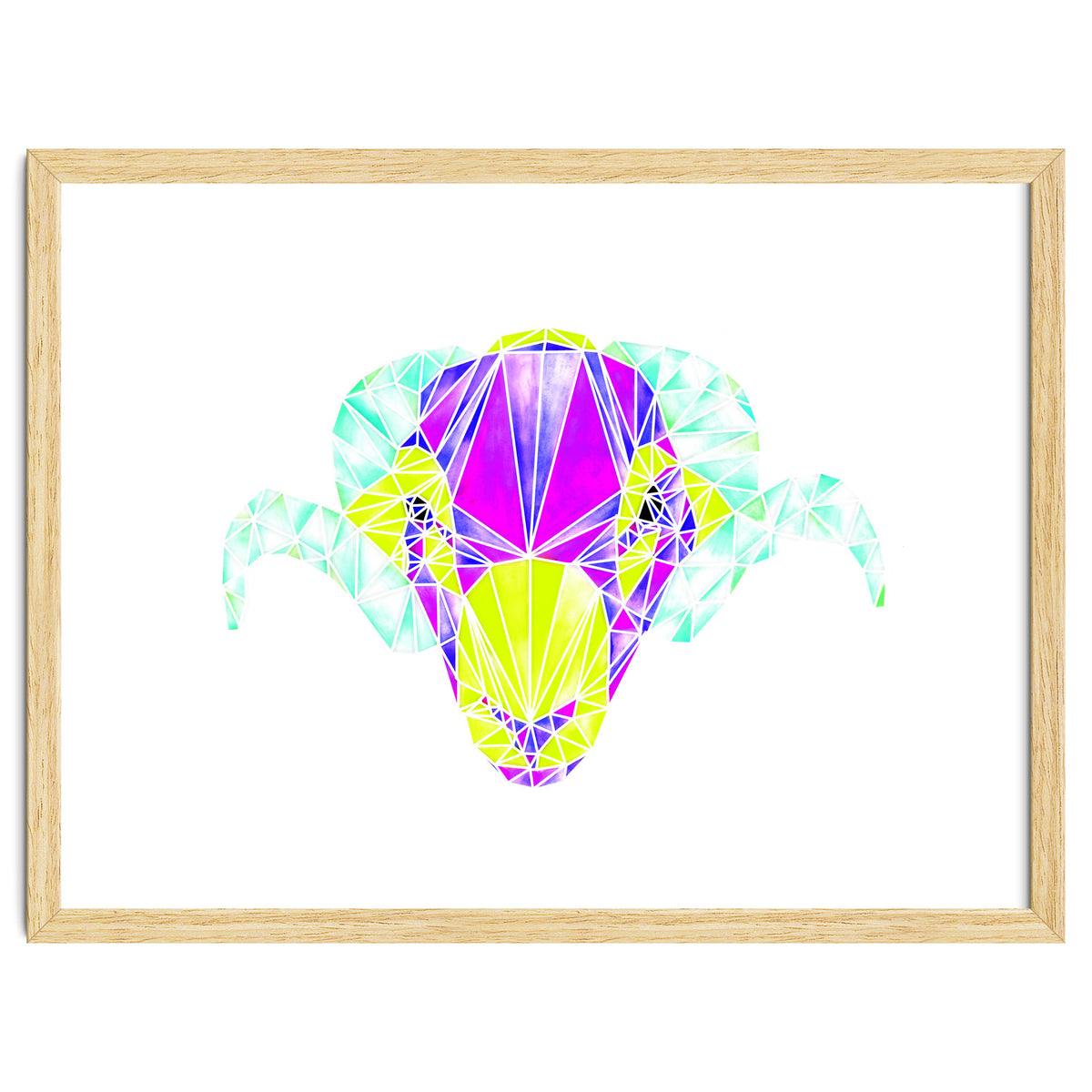 Colourful Geometric Swaledale Sheep Tup with White Lines