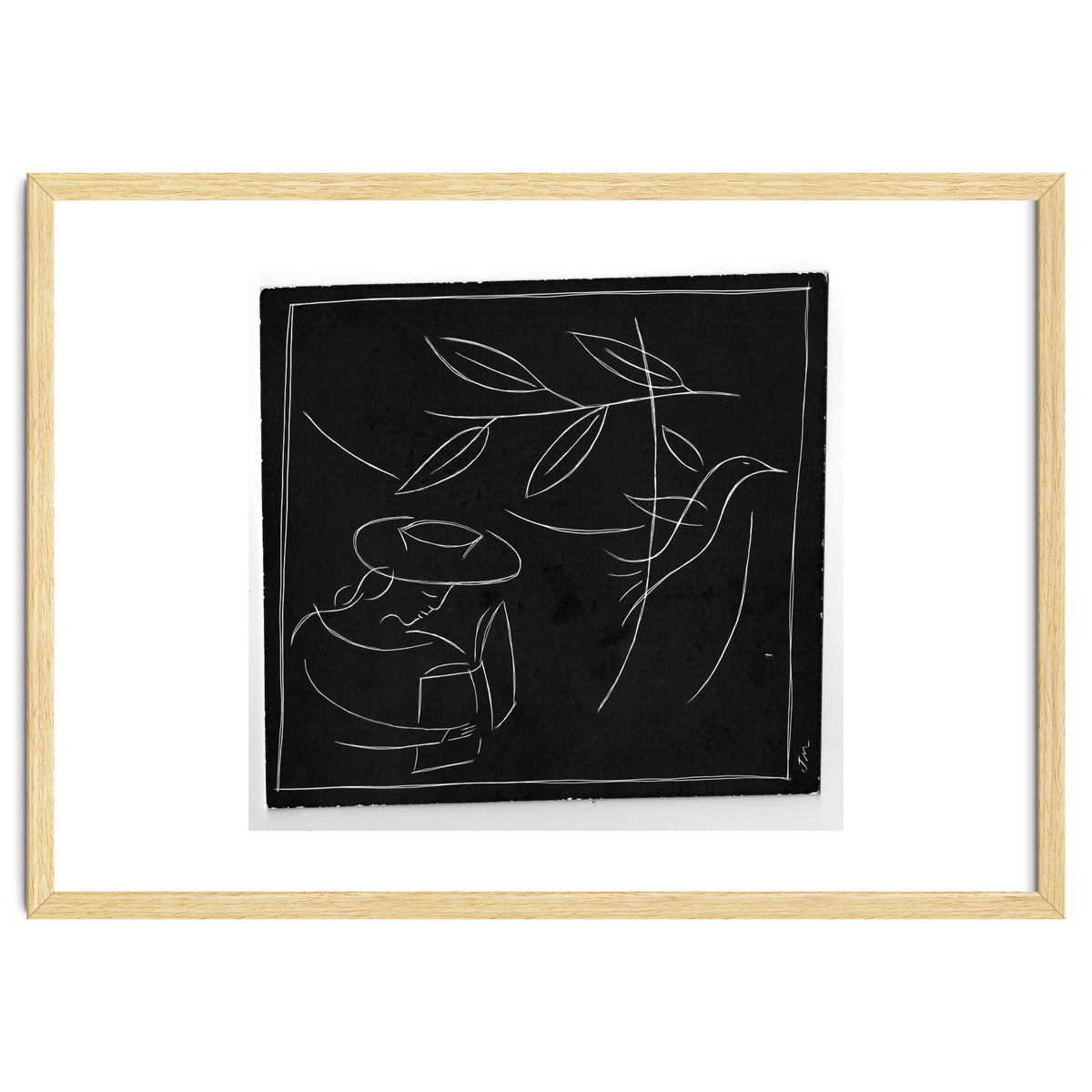 Woman With Bird And Book