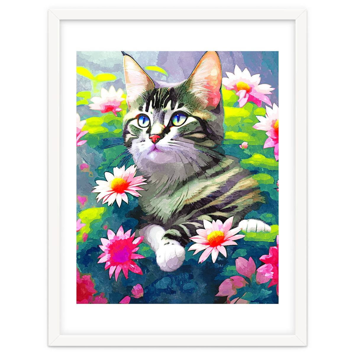 Always Positive, The Optimistic Cat, Positivity Mindset Pets, Optimism Watercolor Painting Animals
