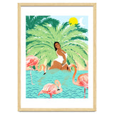 Tropical Summer Water Yoga with Palm & Flamingos | Woman of Color Black Woman Body Positivity thumbnail