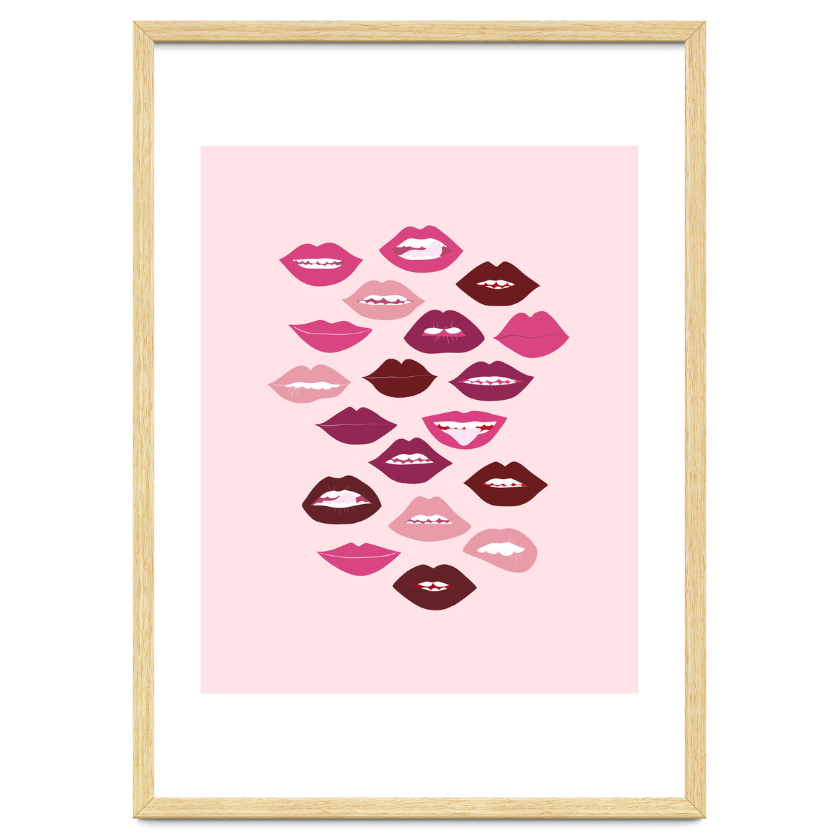 Lips Dark on Pink Background