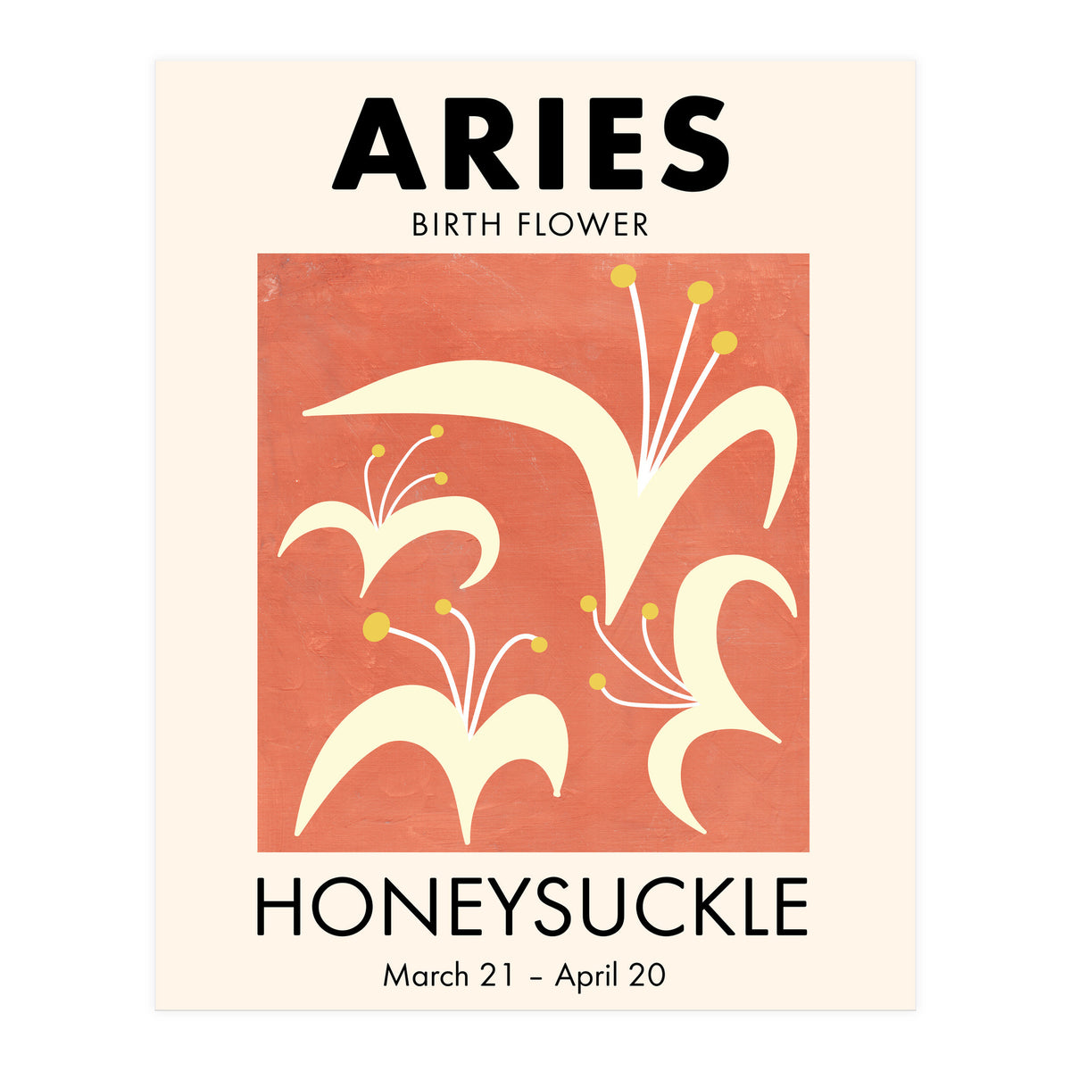 Aries Birth Flower Honeysuckle (Print Only)