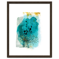 Abstract watercolour turquoise and gold