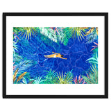 Tropical Jungle Pool | Forest Pop of Color Botanical | Travel Wild Plants Eclectic Watercolor Swim thumbnail