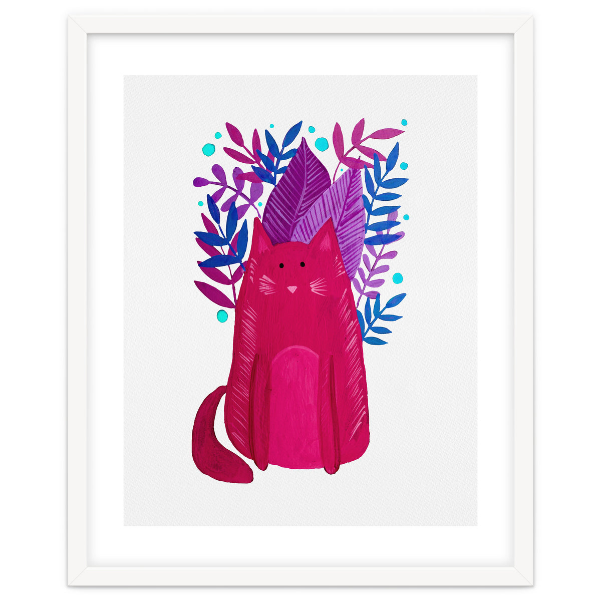 Cute magenta cat with branches