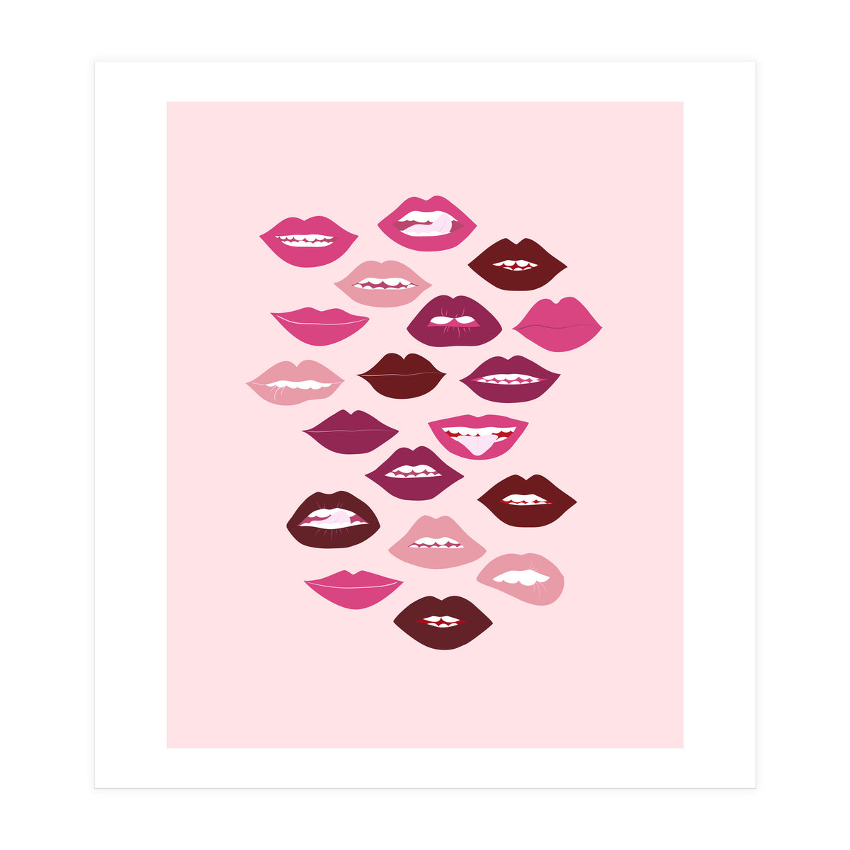 Lips Dark on Pink Background (Print Only)