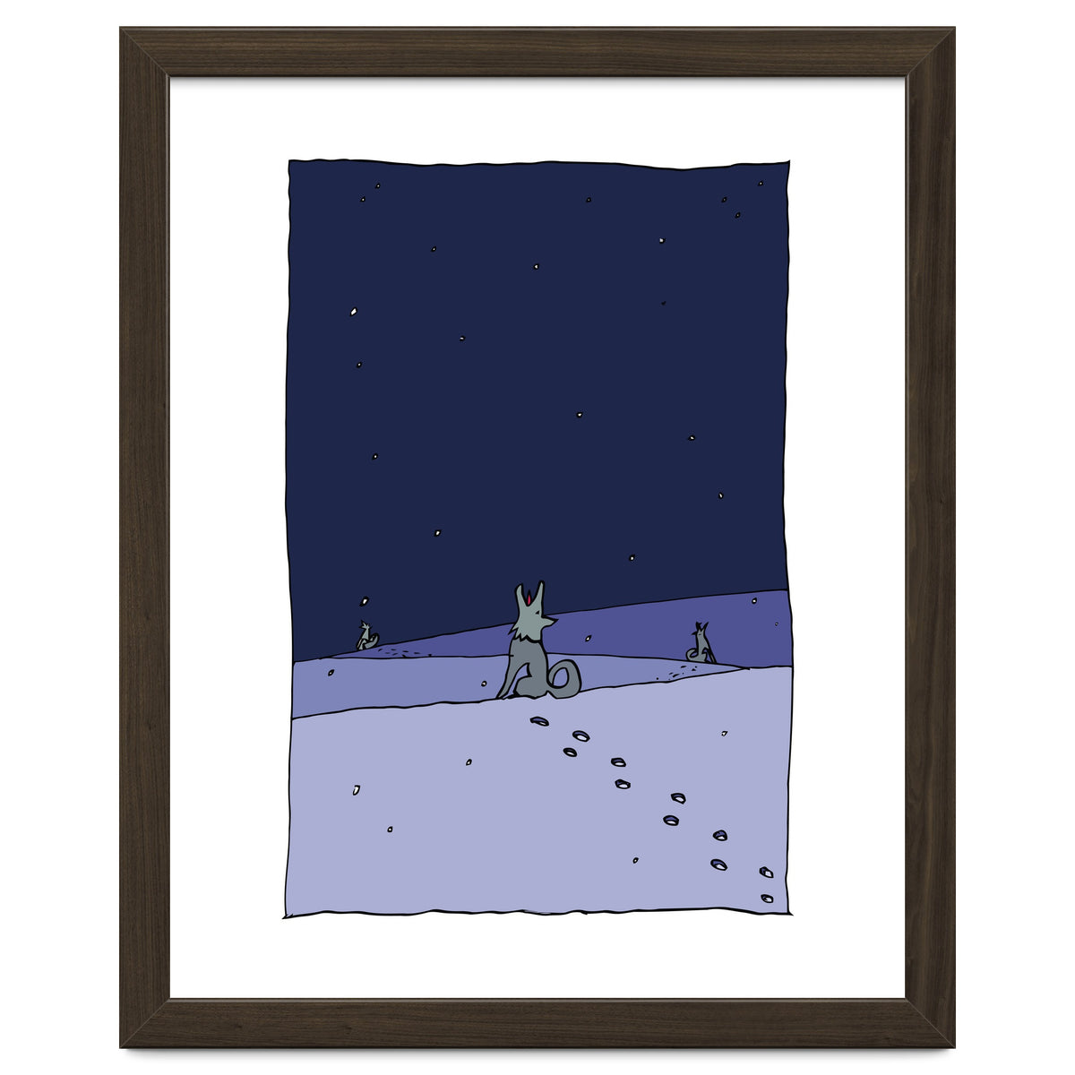 Dogs in Winter Night