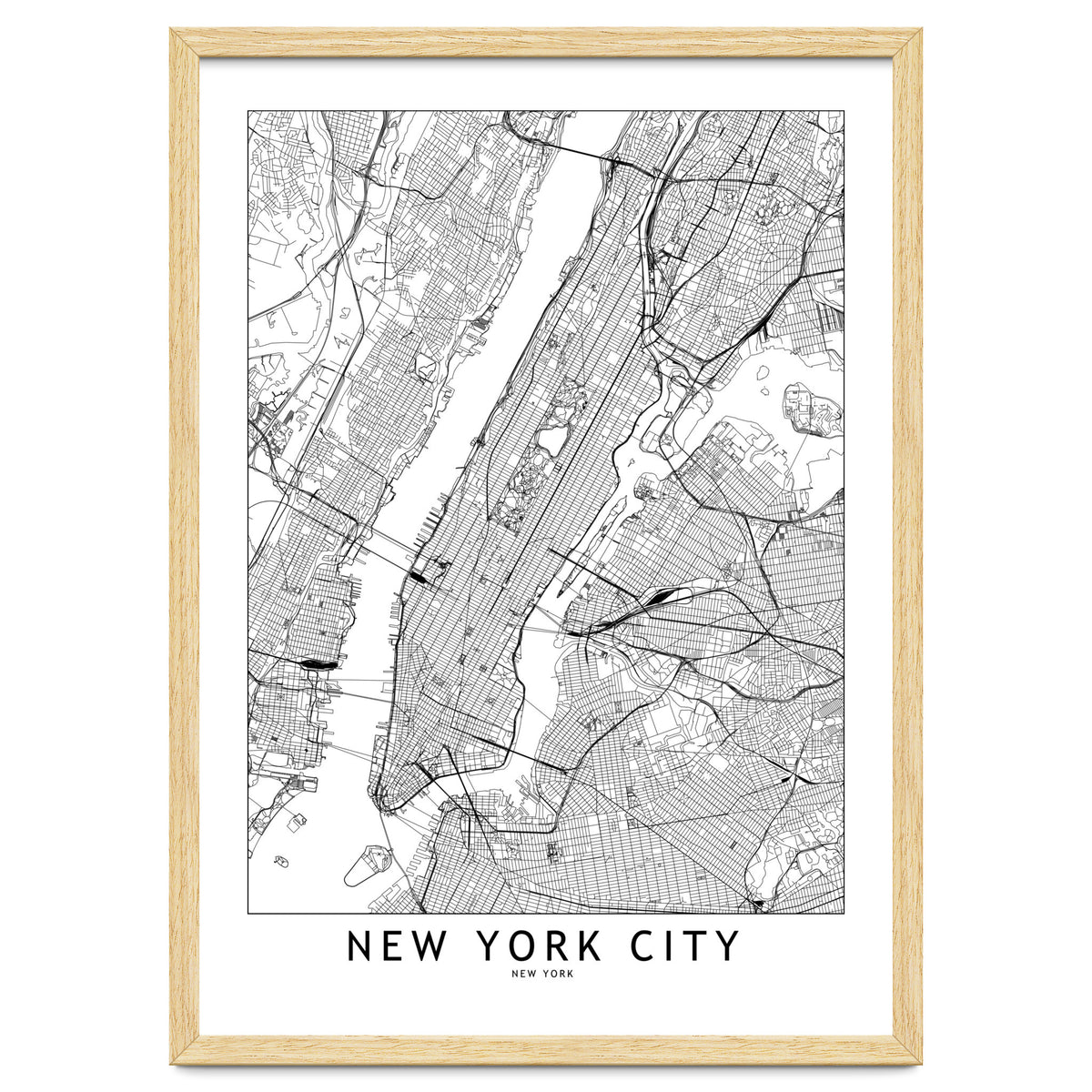 New York City White Map