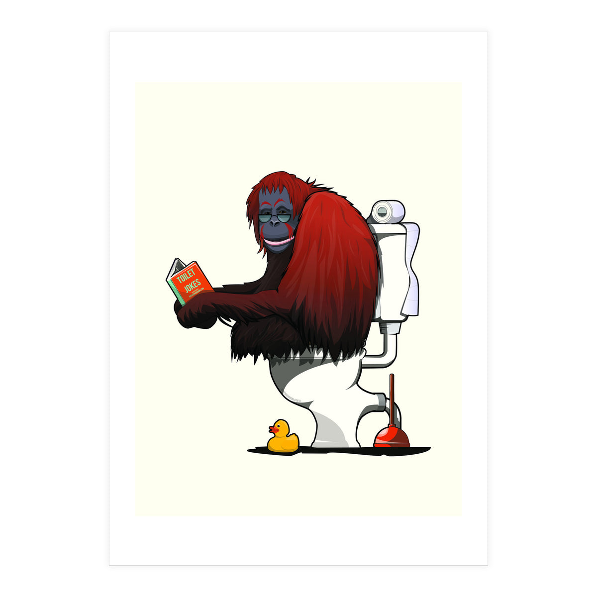 Orangutan on the Toilet, Funny Bathroom Humour (Print Only)