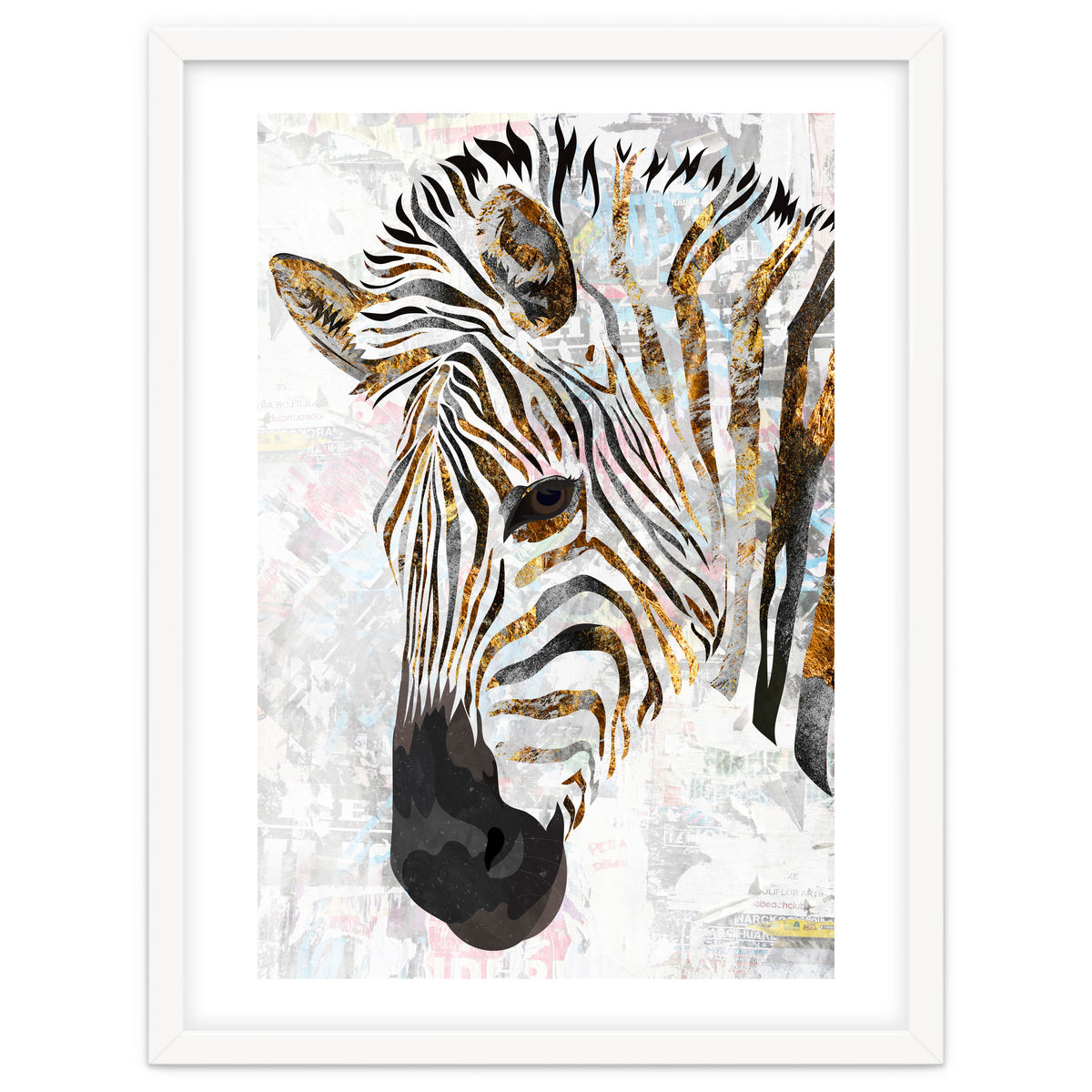 Grungy Zebra Gold and White