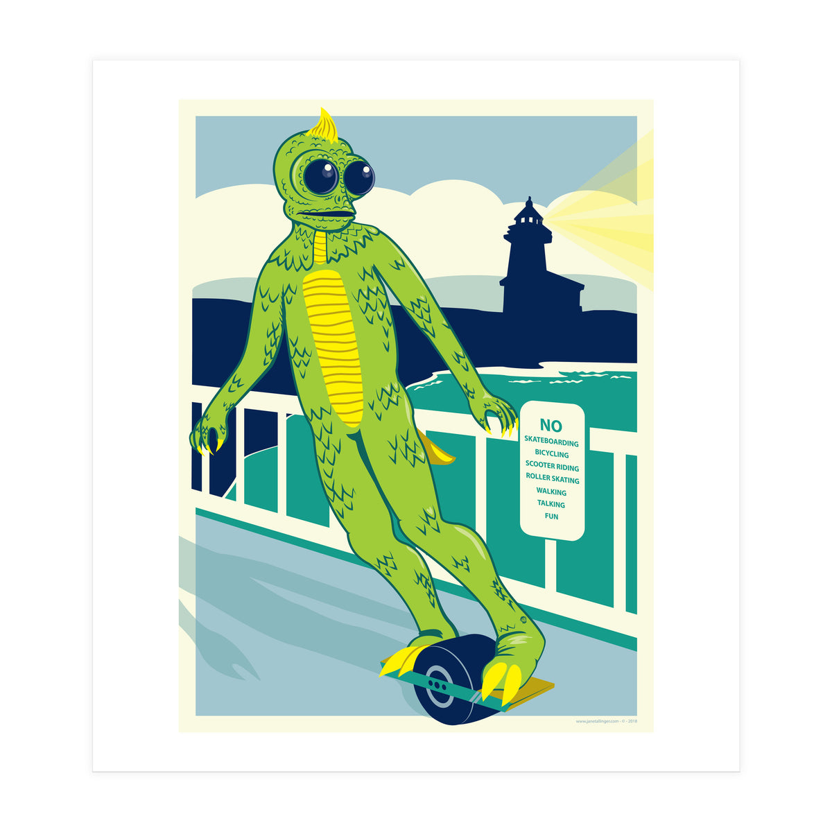 Sleezstak riding One Wheel (Print Only)