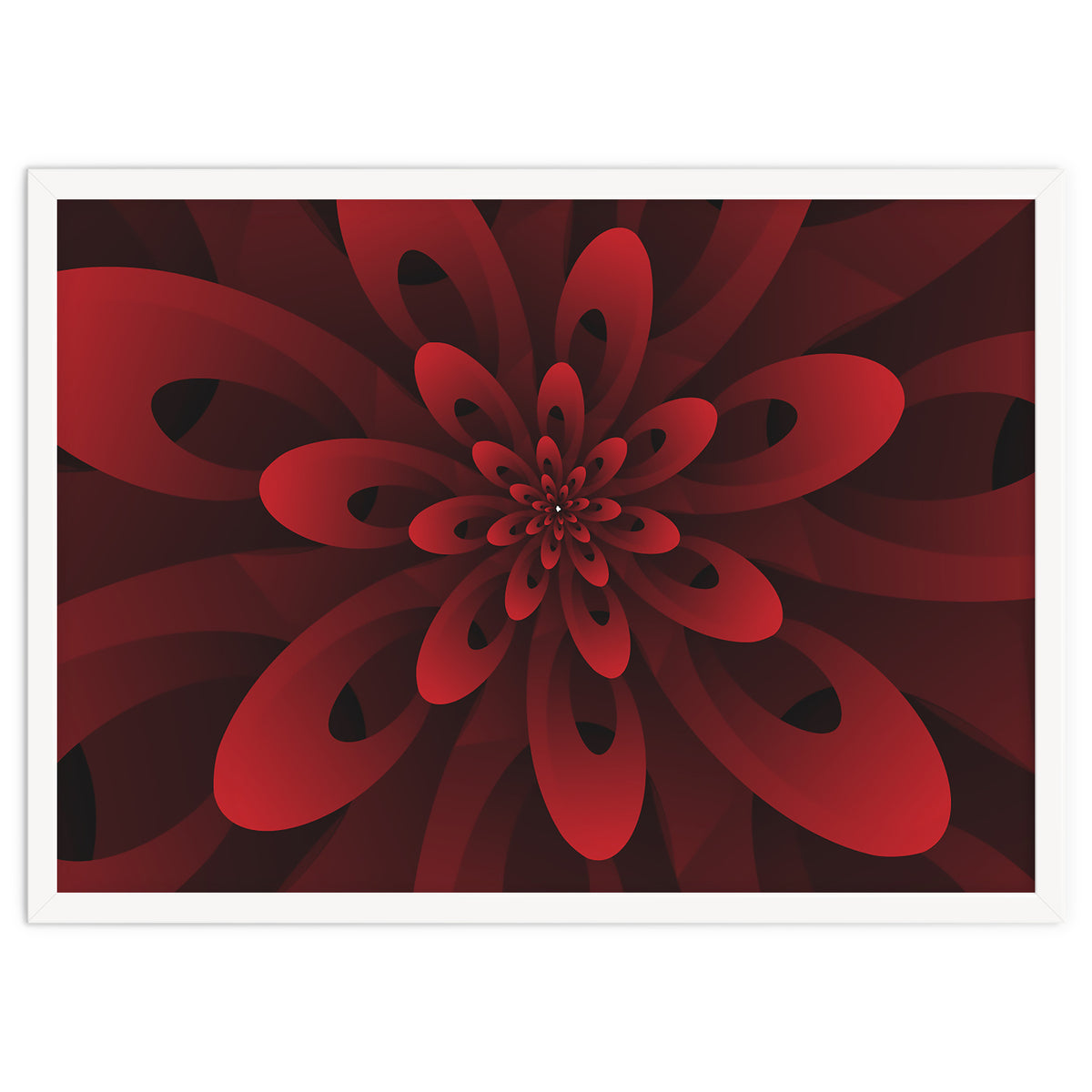 Abstract Digital Modern Red Floral 3D ART