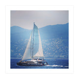 Modern yacht with white sails (Print Only) thumbnail