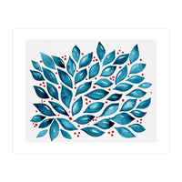 Abstract leaves and dots - teal and red (Print Only)