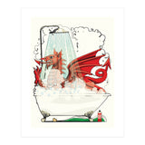 Welsh Dragon in the Bath, Funny Bathroom Humour, Wales, Britain, United Kingdom  (Print Only) thumbnail