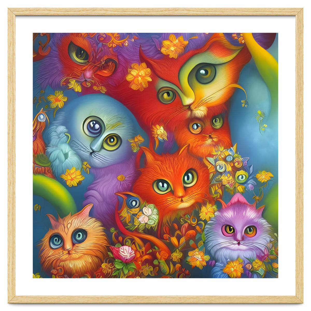 Colorful Crazy Kitty Cat Kitten Collage