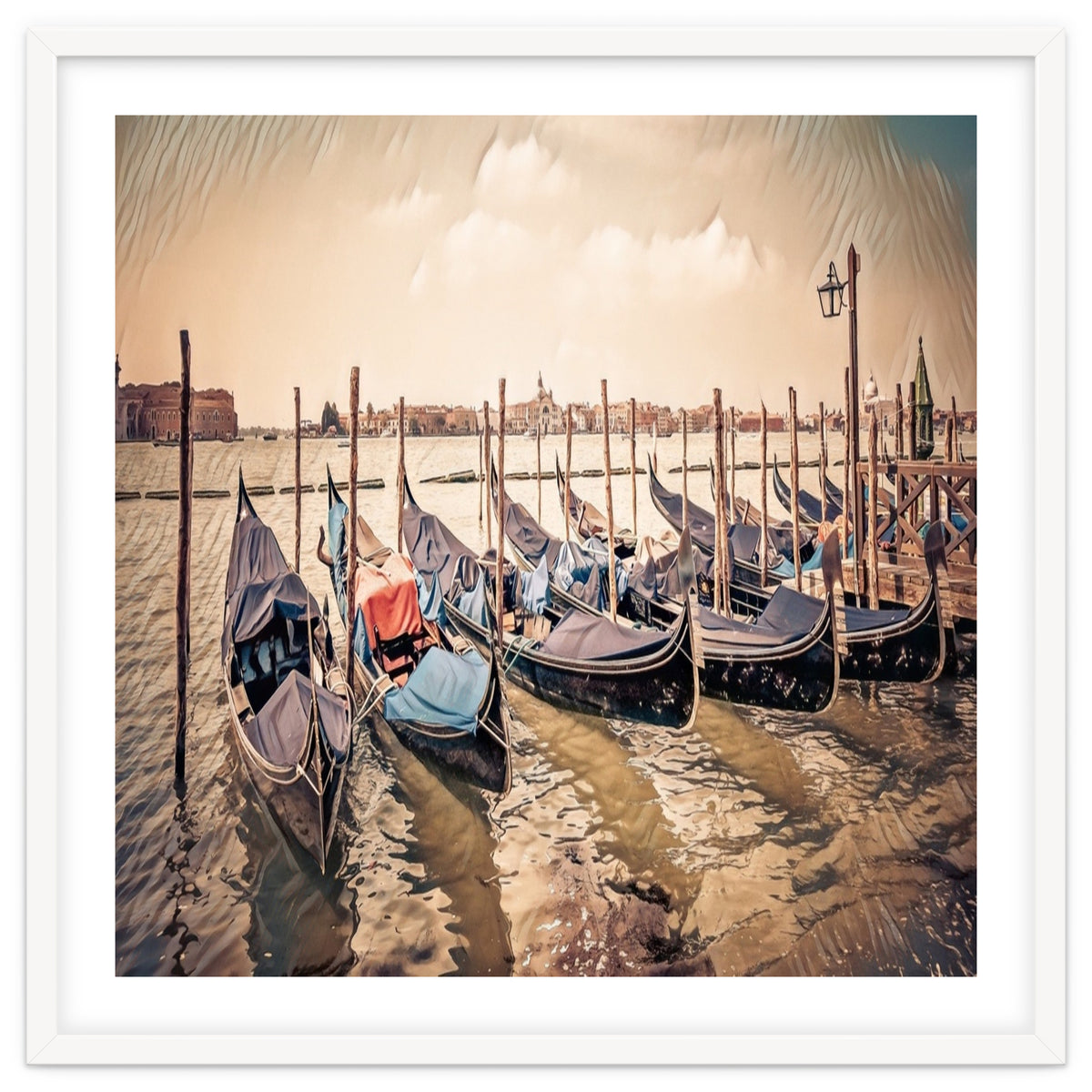 Several Gondolas boats, Colorful Italy