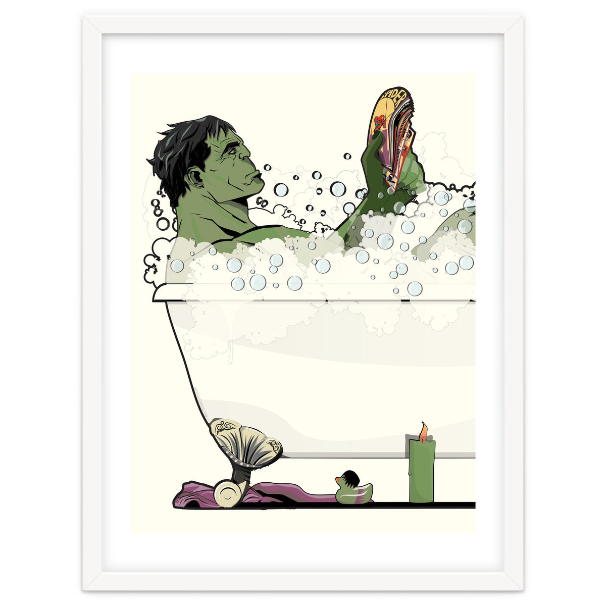 The Incredible Hulk in the Bath, funny Bathroom Humour