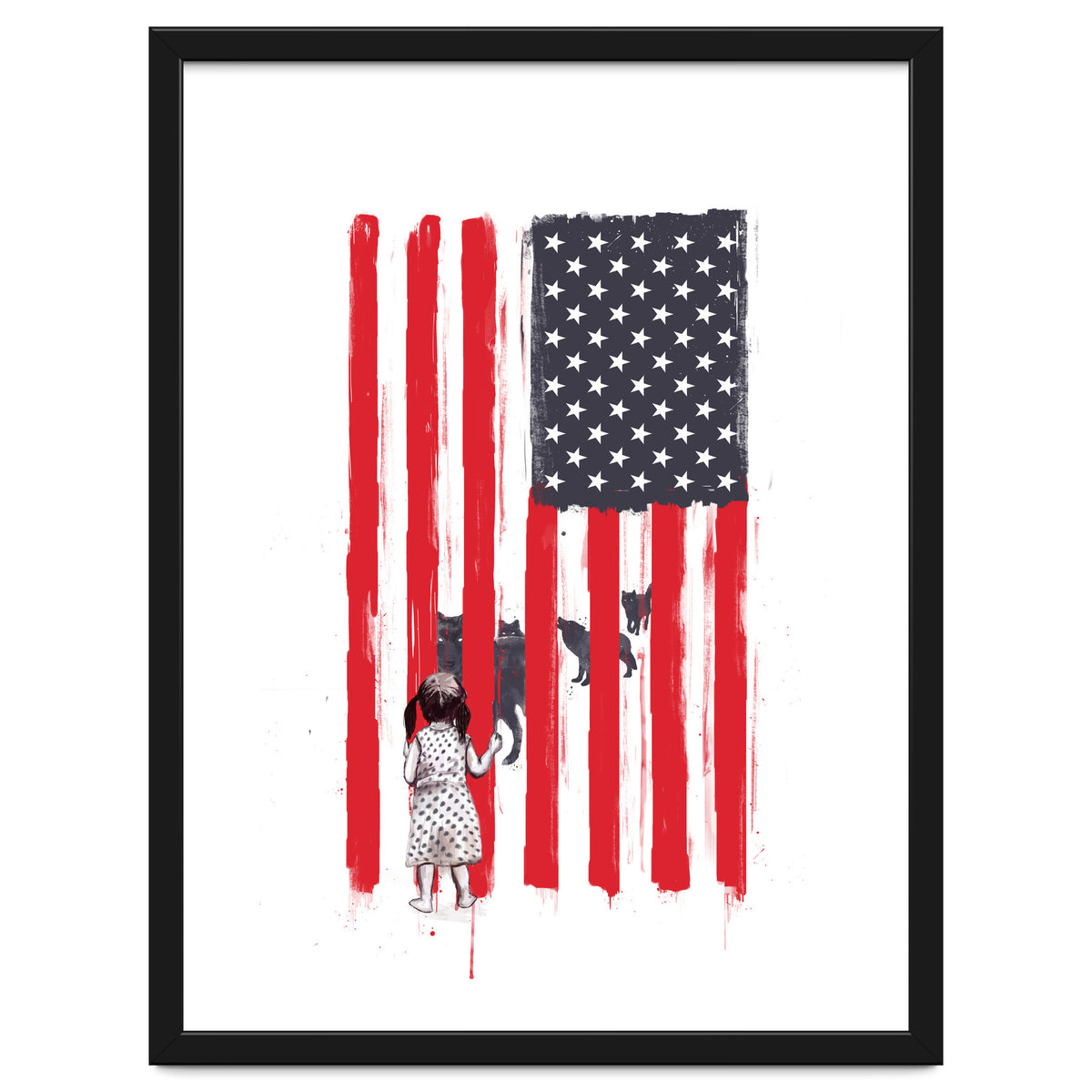 Little Girl And Wolves