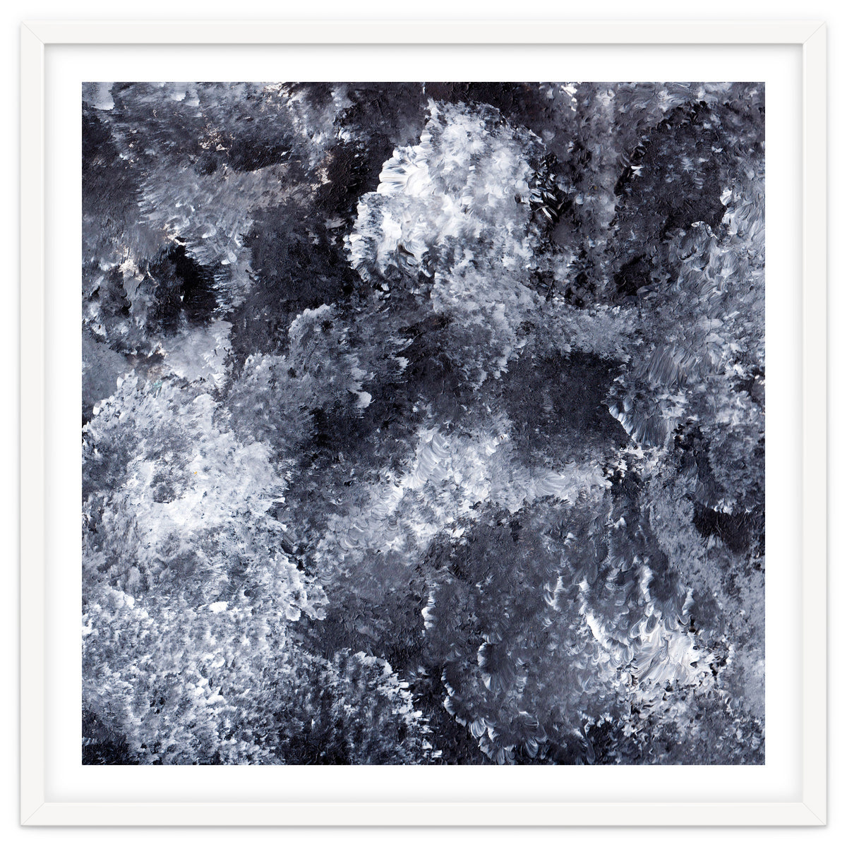 Modern Black White Acrylic Paint Brushstroke Ocean Waves