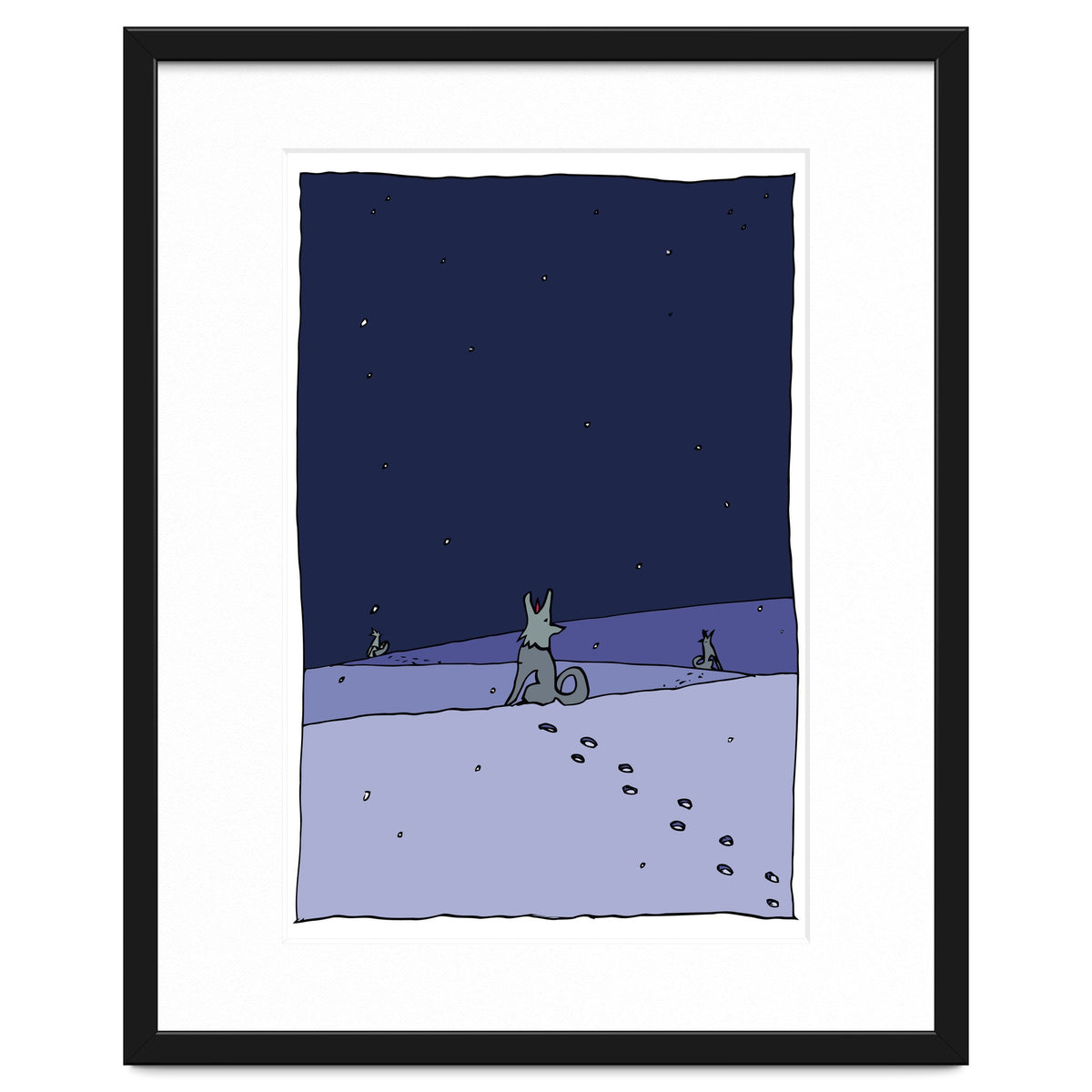 Dogs in Winter Night