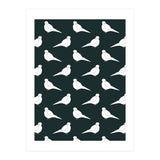 White Bird Pattern On Black (Print Only) thumbnail