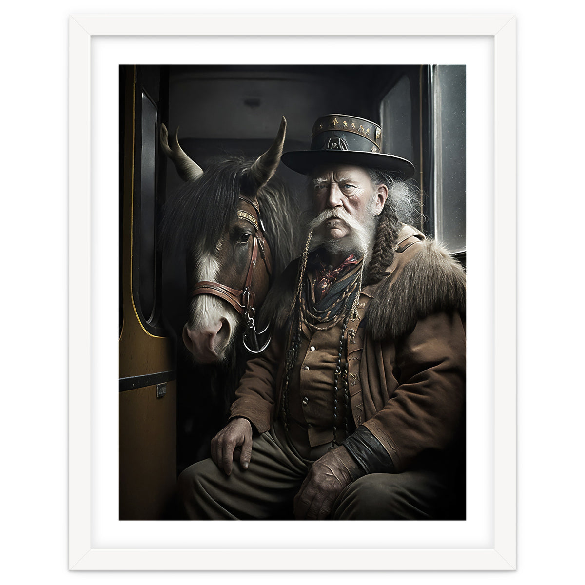 Old Man and His Horse on the Train