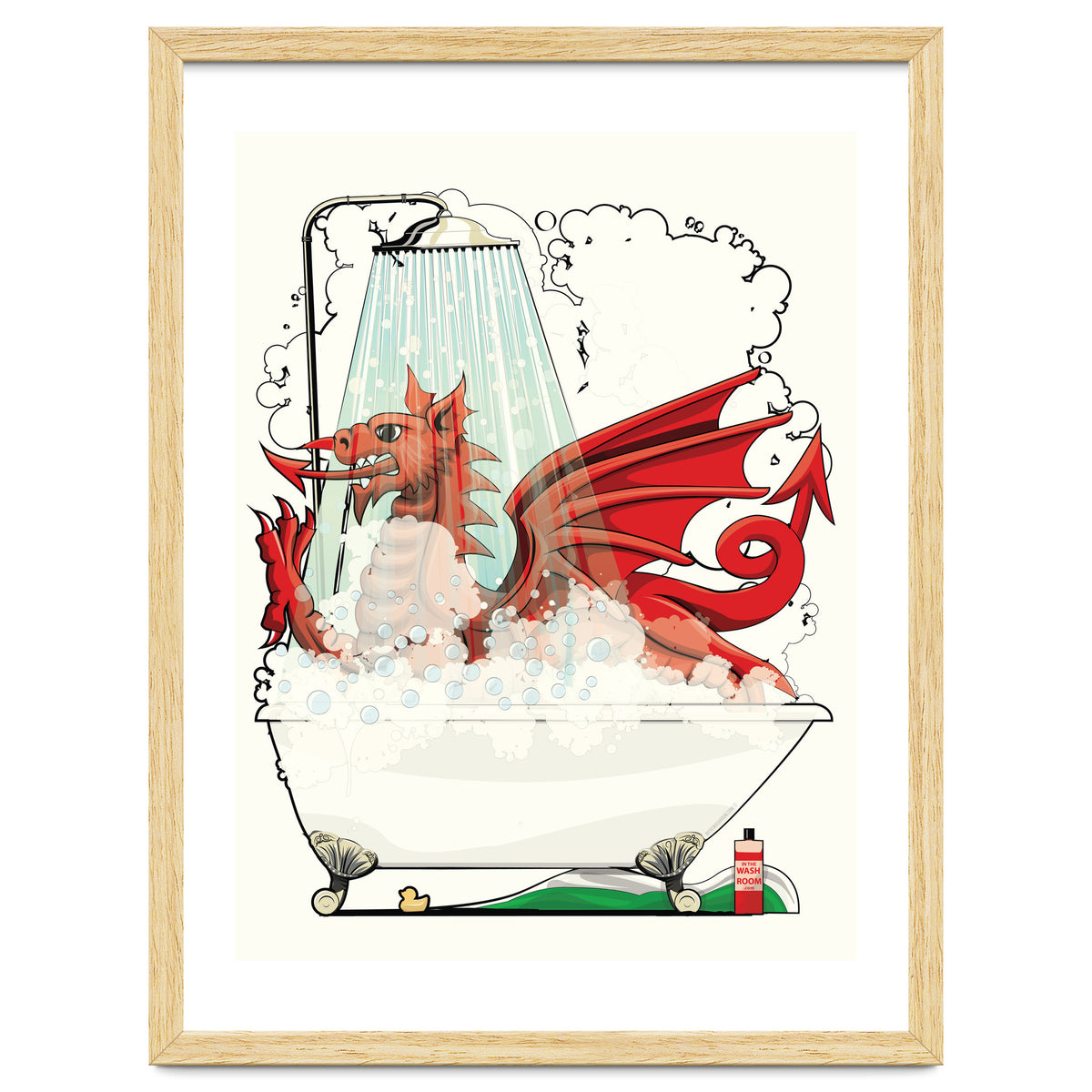 Welsh Dragon in the Bath, Funny Bathroom Humour, Wales, Britain, United Kingdom