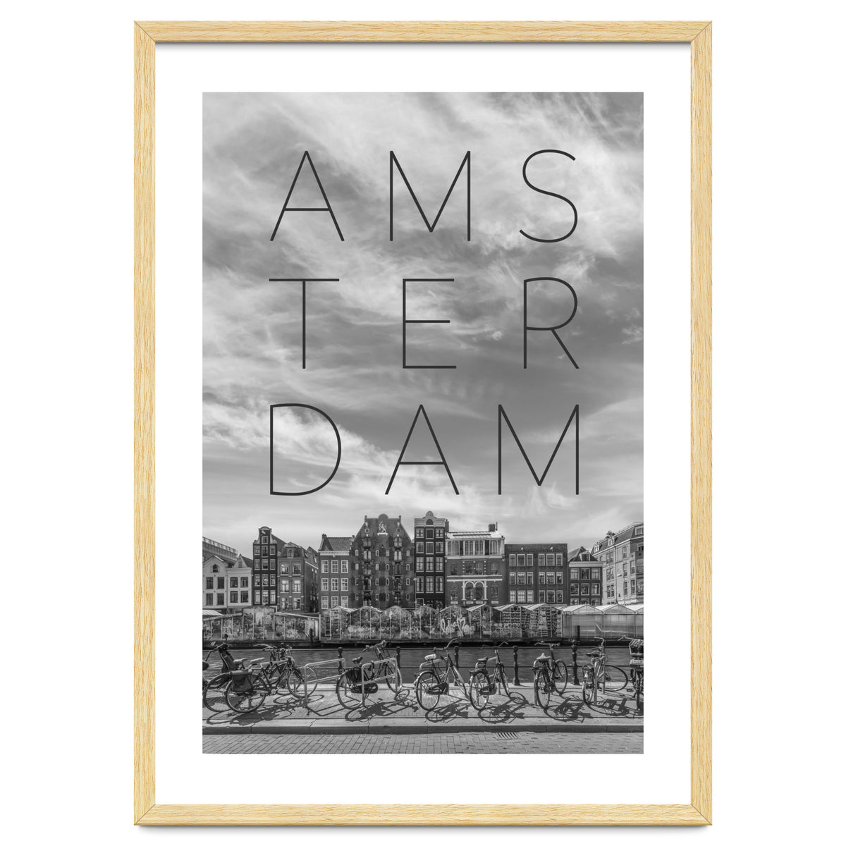 AMSTERDAM Singel Canal with Flower Market | Text & Skyline