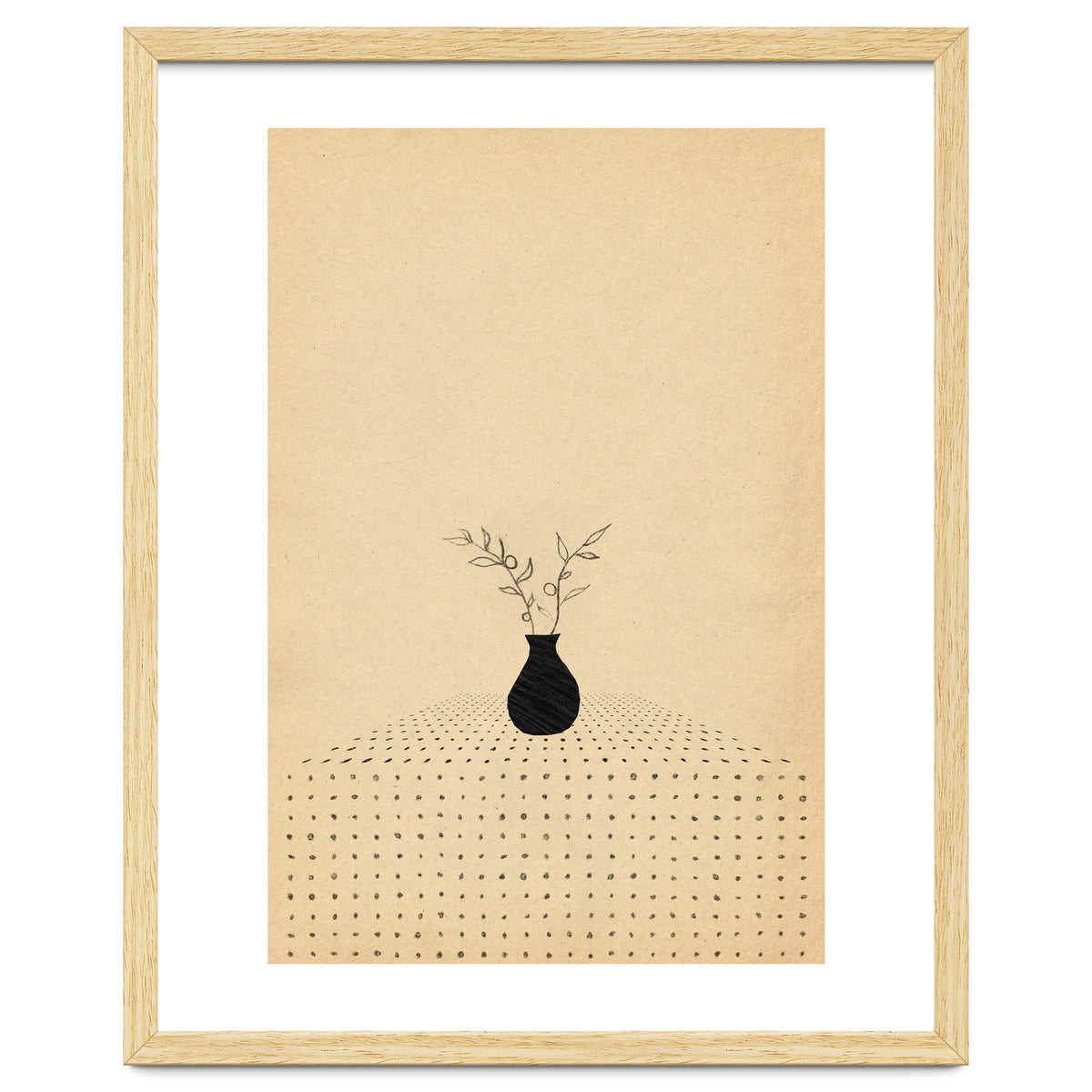 Abstract still life, vase and plants