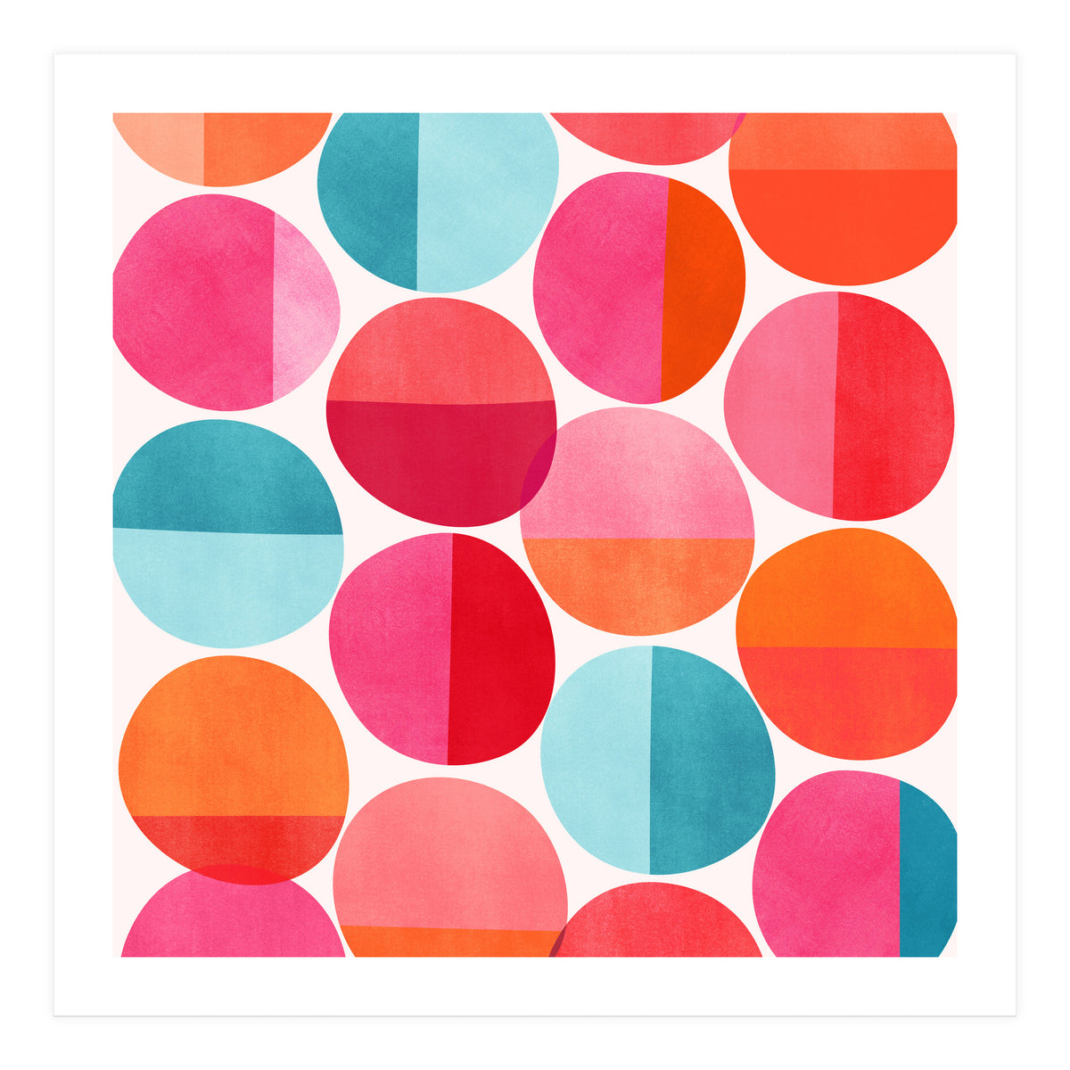 Mid Century Pink and Orange Dots (Print Only)