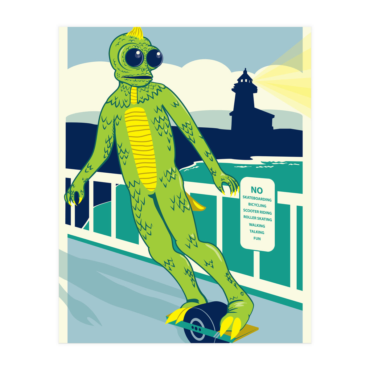 Sleezstak riding One Wheel (Print Only)