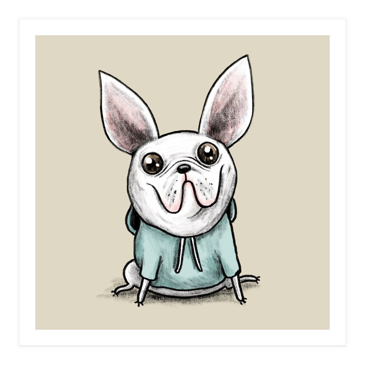 French Bulldog in a Hoodie (Print Only)