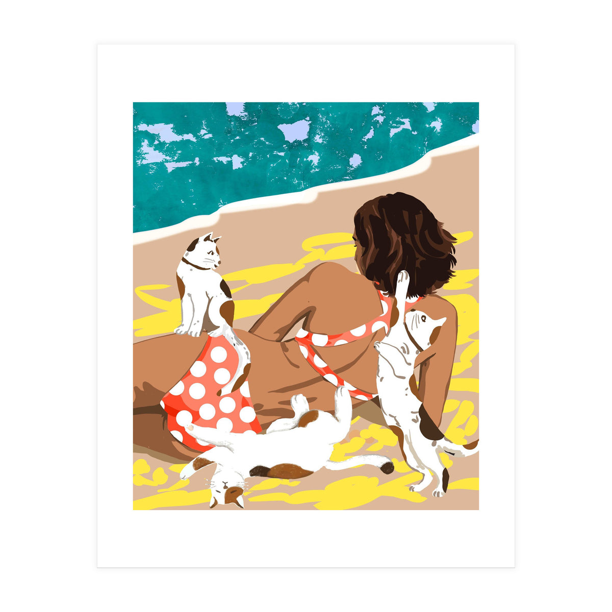 Cat Mom On The Beach (Print Only)
